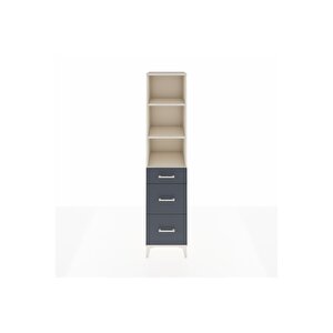 Hyperion Dolap 3 Raflı 3 Çekmeceli Tek Kapaklı 44x44x195 Aytaşı-antrasit