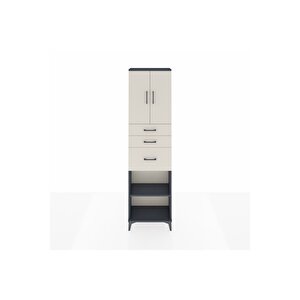 Arges Dolap 3 Raflı 3 Çekmeceli 2 Kapaklı 60x30x221 Antrasit-aytaşı