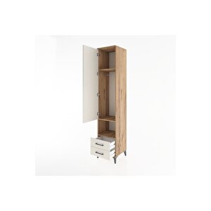 Hyperion Dolap 3 Raflı 2 Çekmeceli Tek Askılı 44x44x221 Çam-aytaşı