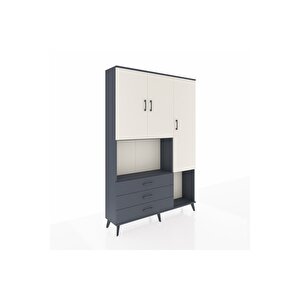 Arges Dolap 6 Raflı 3 Çekmeceli 3 Kapaklı 132x30x195 Antrasit-aytaşı/antrasit