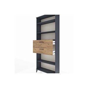 Arges Dolap 4 Raflı 2 Çekmeceli 88x30x221 Antrasit-çam