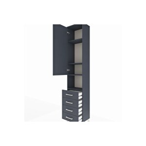 Arges Dolap 4 Raflı 4 Çekmeceli Tek Kapaklı 44x30x221 Antrasit-antrasit