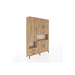 Arges Gardrop 10 Raflı 2 Çekmeceli 5 Kapaklı 132x30x195 Çam-çam