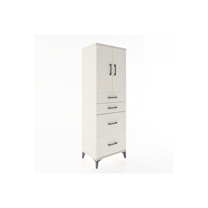 Hyperion Dolap Tek Raflı 4 Çekmeceli 2 Kapaklı 60x44x182 Aytaşı-aytaşı