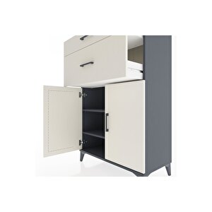 Hyperion Dolap 2 Raflı 2 Çekmeceli 2 Kapaklı 88x44x134 Antrasit-aytaşı