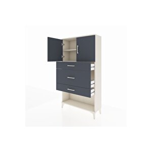 Arges Dolap 2 Raflı 3 Çekmeceli 2 Kapaklı 88x30x163 Aytaşı-antrasit