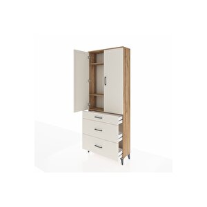 Arges Dolap 3 Raflı 3 Çekmeceli 2 Kapaklı 88x30x221 Çam-aytaşı