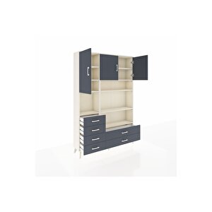 Arges Gardrop 9 Raflı 6 Çekmeceli 3 Kapaklı 132x30x195 Aytaşı-antrasit