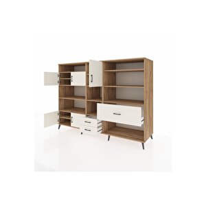 Kronos Dolap 13 Raflı 3 Çekmeceli 5 Kapaklı 220x59x163 Çam-aytaşı