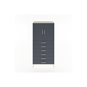 Hyperion Dolap Tek Raflı 6 Çekmeceli 2 Kapaklı 88x44x182 Aytaşı-antrasit