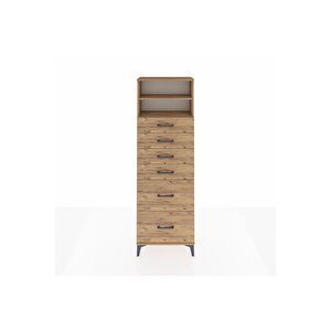 Arges Dolap 2 Raflı 6 Çekmeceli 60x30x182 Çam-çam