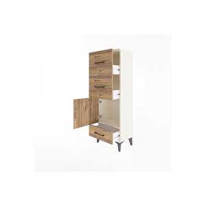 Arges Dolap Tek Raflı 3 Çekmeceli Tek Kapaklı 44x30x134 Aytaşı-çam