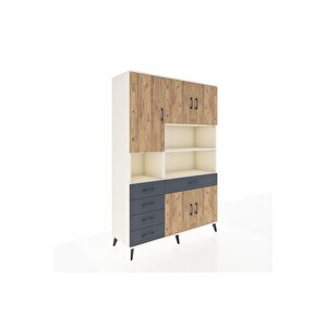 Hyperion Dolap 9 Raflı 5 Çekmeceli 5 Kapaklı 132x44x195 Aytaşı-çam/antrasit