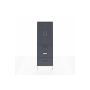 Arges Dolap 3 Raflı 3 Çekmeceli 2 Kapaklı 60x30x182 Aytaşı-antrasit