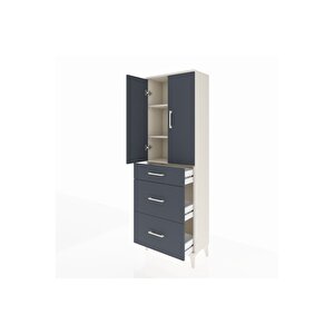 Arges Dolap 3 Raflı 3 Çekmeceli 2 Kapaklı 60x30x182 Aytaşı-antrasit