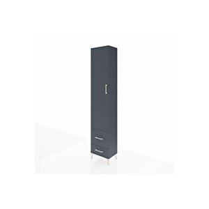 Arges Dolap 4 Raflı 2 Çekmeceli Tek Kapaklı 44x30x221 Antrasit-antrasit