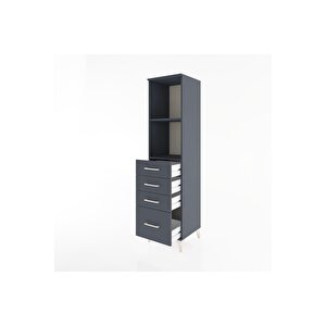 Hyperion Dolap 2 Raflı 4 Çekmeceli 44x44x182 Antrasit-antrasit