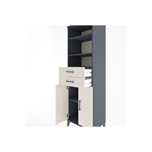 Hyperion Dolap 4 Raflı 2 Çekmeceli 2 Kapaklı 60x44x195 Antrasit-aytaşı