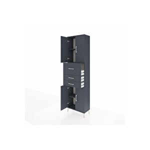 Arges Dolap 3 Raflı 3 Çekmeceli 4 Kapaklı 60x30x221 Antrasit-antrasit