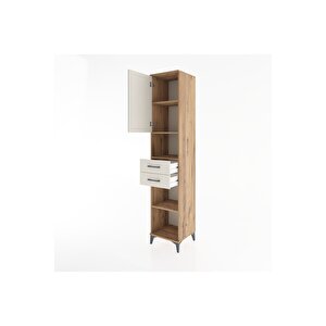 Hyperion Dolap 4 Raflı 2 Çekmeceli Tek Kapaklı 44x44x221 Çam-aytaşı