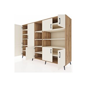 Kronos Dolap 14 Raflı 9 Kapaklı 220x59x163 Çam-aytaşı