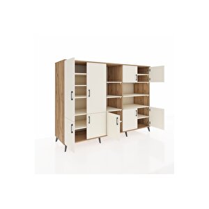 Kronos Dolap 14 Raflı 9 Kapaklı 220x59x163 Çam-aytaşı