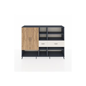 Hyperion Dolap 10 Raflı 2 Çekmeceli 2 Kapaklı 220x44x163 Antrasit-çam/aytaşı