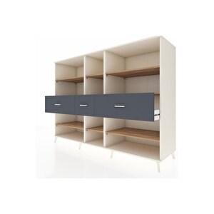 Kronos Dolap 9 Raflı 3 Çekmeceli  220x59x163 Aytaşı-çam/antrasit