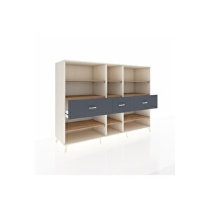 Kronos Dolap 9 Raflı 3 Çekmeceli  220x59x163 Aytaşı-çam/antrasit