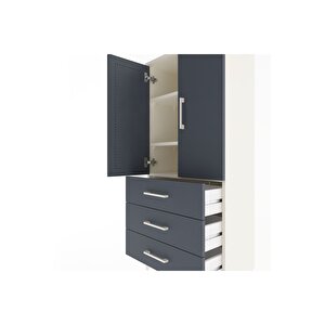 Arges Dolap 3 Raflı 3 Çekmeceli 2 Kapaklı 60x30x134 Aytaşı-antrasit