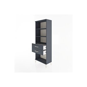 Arges Dolap 3 Raflı 2 Çekmeceli 60x30x163 Antrasit-antrasit