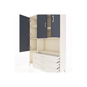 Hyperion Dolap 6 Raflı 3 Çekmeceli 3 Kapaklı 132x44x195 Aytaşı-antrasit/aytaşı