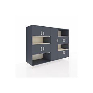 Kronos Dolap 10 Raflı 9 Kapaklı 220x59x163 Antrasit-antrasit/aytaşı