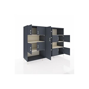 Kronos Dolap 10 Raflı 9 Kapaklı 220x59x163 Antrasit-antrasit/aytaşı