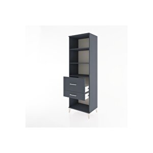 Hyperion Dolap 3 Raflı 2 Çekmeceli 60x44x195 Antrasit-antrasit