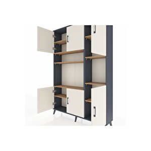 Arges Dolap 9 Raflı 6 Kapaklı 132x30x195 Antrasit-aytaşı/çam