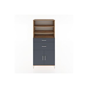 Hyperion Dolap 4 Raflı 2 Çekmeceli 2 Kapaklı 88x44x195 Çam-antrasit