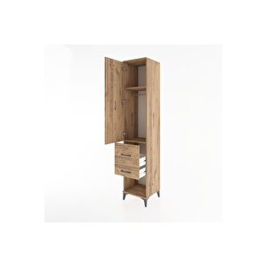 Hyperion Dolap 2 Raflı 2 Çekmeceli Tek Askılı 44x44x221 Çam-çam