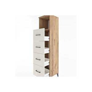Hyperion Dolap Tek Raflı 4 Çekmeceli 44x44x182 Çam-aytaşı