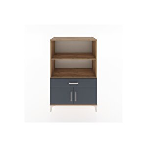 Hyperion Dolap 2 Raflı Tek Çekmeceli 2 Kapaklı 88x44x134 Çam-antrasit