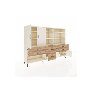 Hyperion Dolap 10 Raflı 6 Çekmeceli 4 Kapaklı 220x44x163 Aytaşı-aytaşı/çam