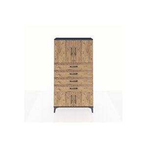 Arges Dolap 2 Raflı 4 Çekmeceli 4 Kapaklı 88x30x163 Antrasit-çam