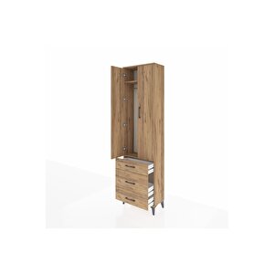 Arges Dolap 2 Raflı 3 Çekmeceli Tek Askılı 60x30x221 Çam-çam