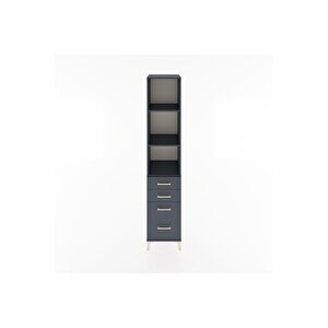 Hyperion Dolap 3 Raflı 4 Çekmeceli 44x44x221 Antrasit-antrasit
