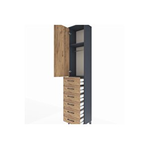 Arges Dolap 2 Raflı 6 Çekmeceli Tek Askılı 44x30x221 Antrasit-çam