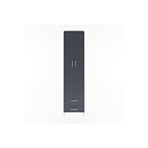 Hyperion Dolap 5 Raflı 2 Çekmeceli 2 Kapaklı 60x44x243 Antrasit-antrasit