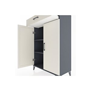 Hyperion Dolap 2 Raflı Tek Çekmeceli 2 Kapaklı 88x44x134 Antrasit-aytaşı