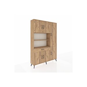 Arges Gardrop 10 Raflı Tek Çekmeceli 6 Kapaklı 132x30x195 Çam-çam