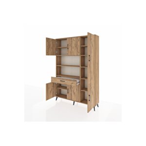 Arges Gardrop 10 Raflı Tek Çekmeceli 6 Kapaklı 132x30x195 Çam-çam