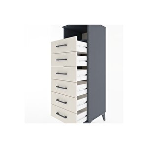 Hyperion Dolap Tek Raflı 6 Çekmeceli 44x44x134 Antrasit-aytaşı